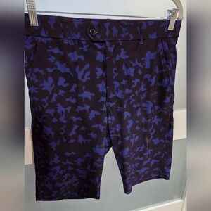 Greyson Black and Blue Camo Men’s Flat Front Shorts
